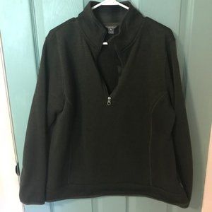 Women's Dark Green Fleece Half Zip Top XL
